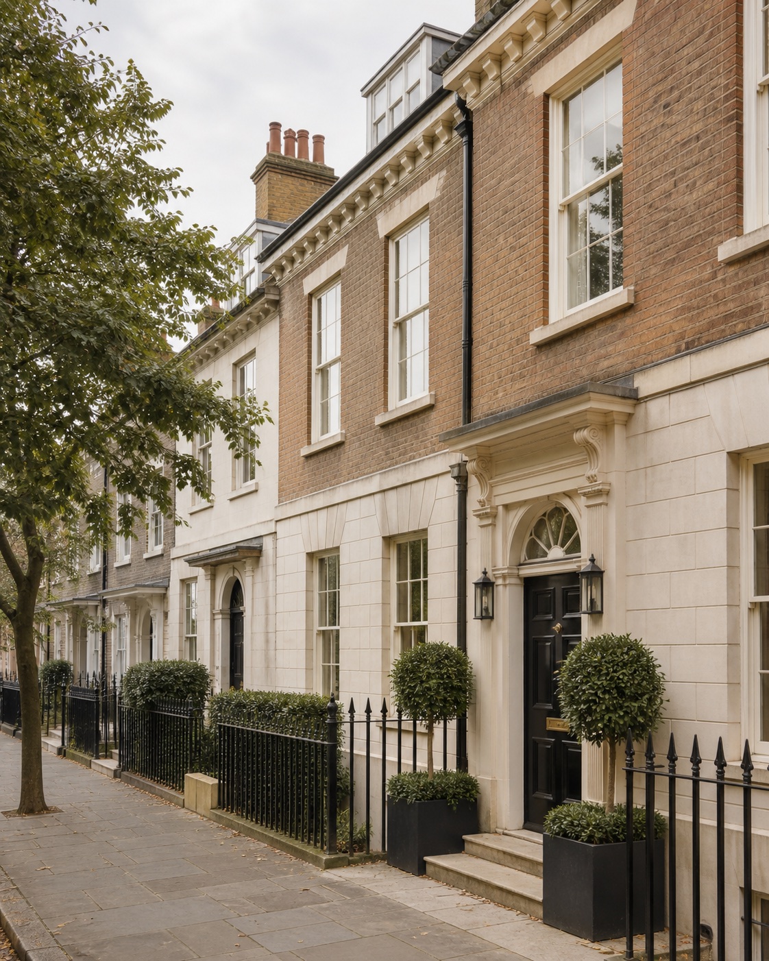 Elegant Georgian townhouse on a tree-lined English street